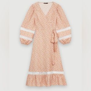 NWT Maje Lace Trim Daisy Wrap Dress